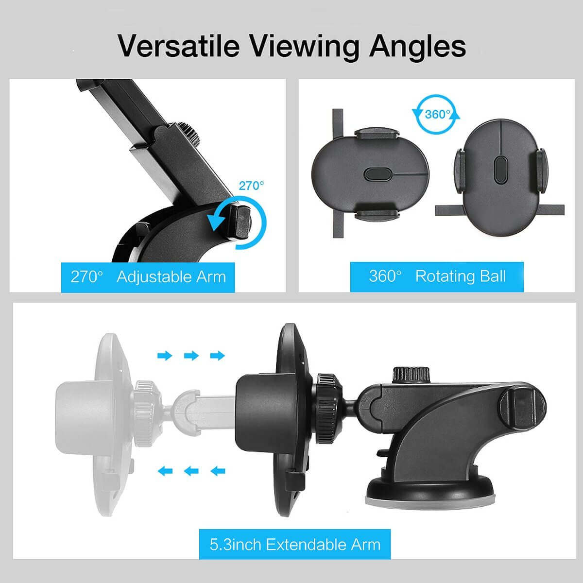 Car Phone Holder Long Rod Telescopic Car Dashboard Suction Cup Type - IceAndFire